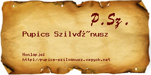 Pupics Szilvánusz névjegykártya